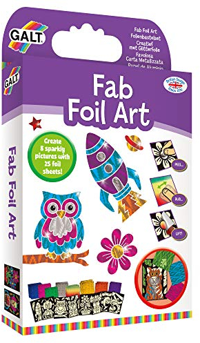 Galt Fab Foil Art - Creative Craft Kits for Kids and Childrens Fun Foil Art Activity Set for Girls and Boys - Includes Guide Book, 25 Colourful Foil Sheets and 8 Sparkly Pictures - Age 6 Years Plus