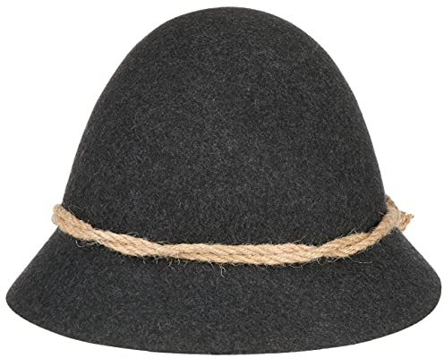 Hutshopping Schinderhannes Trachtenhut Damen Herren Kinder Wanderhut aus Wollfilz Schützenhut mit Kordelgarnitur Filzhut Herbst Winter Oktoberfest anthrazit 60 cm