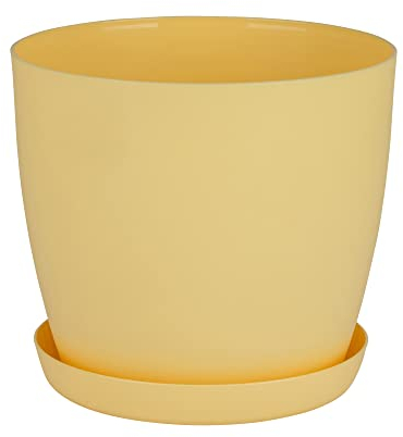 Home Garden Ornaments Plant Pots Indoor, Indoor Plant Pot - Decorative Flower Pots with Mat Surface and Plant Pot Saucer (Diameter: 16cm, Colour: Yellow)