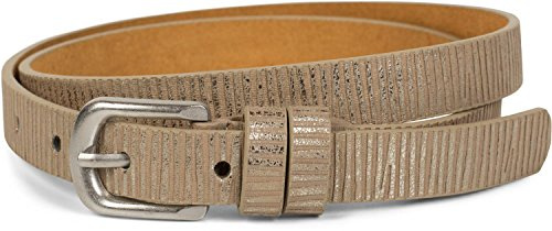 styleBREAKER schmaler unifarbener Gürtel mit Metallic Streifen, Vintage, kürzbar, Damen 03010089, Farbe:Antik-Gold, Größe:100cm
