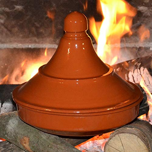 YODECO Tajine aus Feuerstein, rund, 25 cm Durchmesser, für 2-4 Personen, spülmaschinen- und mikrowellengeeignet