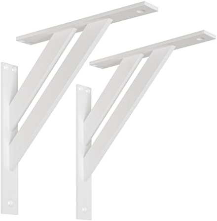 ALUSFERA Equerre Etagere Murale - Lot de 2 Support Etagere Murale 240 mm - Robust Équerre Étagère en Aluminium - Equerre Etagere Murale pour Charges Lourdes - Equerres pour Etagères Murales - Blanc
