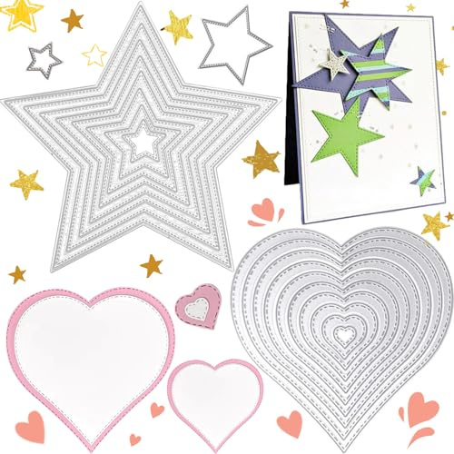 18 Piezas Plantillas de Acero al Carbono para Troquelado, Plantilla de Troqueles dDe Corte de Estrellas, para Álbum de Recortes, Papel De Álbum, Manualidades de Bricolaje y Fabricación de Tarjetas