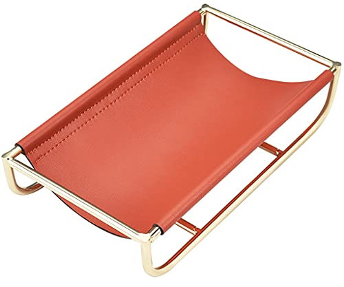 Plateau Cuir Organisateur pour Clés,Vide Poche en Cuir Véritable,boîte de Rangement à Pression, Support métallique,Plateau de Rangement pour Monnaie, Clé, Portefeuille et Accessoire ( Color : Brown )