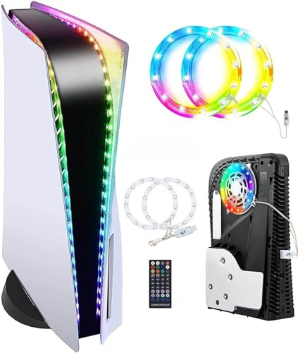 Sehawei RGB-LED-Lichtleiste für PS5 pro/PS5/Slim Konsole | 7 Farben Mehrere Effekte Decoration Accessories ,Flexible Tape Lights Strips, für PS5 Konsole ,mit IR-Fernbedienung