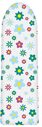 Vinsani Modern Extra Large Universal Fit Printed Ironing Board Cover Quicker & Easier Ironing 3mm Foam Layer 100% Cotton Easy Fit with Shrink Rope 135 x 46 cm - Blossom (Iron Board not included)