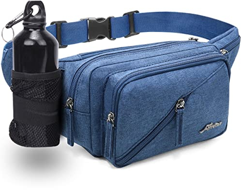 Bauchtasche Gürteltasche für Damen und Herren Wasserabweisend Hüfttasche mit Flaschenhalter, Multifunktionale Gurt Verstellt Bauchtasche für Wandern, Hundespaziergänge, Outdoor-Aktivitäten (blau)
