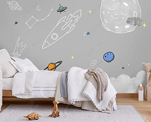 Fototapete 3D Tapete Weltraum-Astronauten-Wolkenlinien Foto Tapeten Wand Tapeten Vliestapete Modern Wandbilder Wohnzimmer