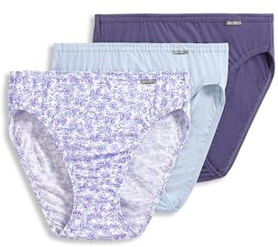 Jockey Elance French Cut Lot de 3 sous-vêtements pour femme Grande taille, Midnight Iris/Bouquet Bloom/Bleu mousseux, 10 Plus