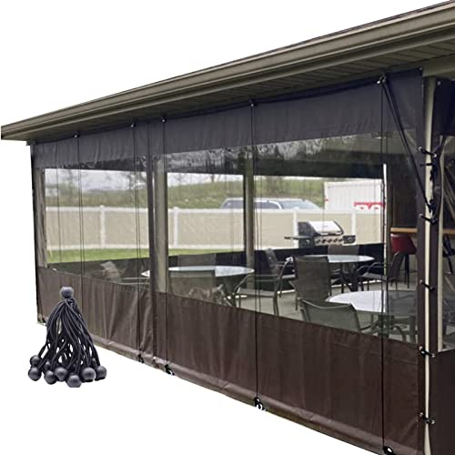 WZYJLyds Outdoor Winter Wetterfeste Vorhänge Anpassbar Pergola Seitenteil transparent wasserdicht 0,5mm PVC mit Ösen für Pavillon, Terrasse, Deck (Farbe : Transparent+grau, Größe : 1.70x2m)