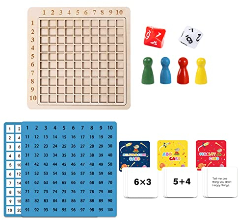 Multiplikationstafel Multiplikationsbrett,Montessori Multiplikationsbrett 10X10 Mathe Lernen für Grundschüler,Montessori Kinderzählspielzeug,Vorschul-Lernspielzeug für Kinder (A)
