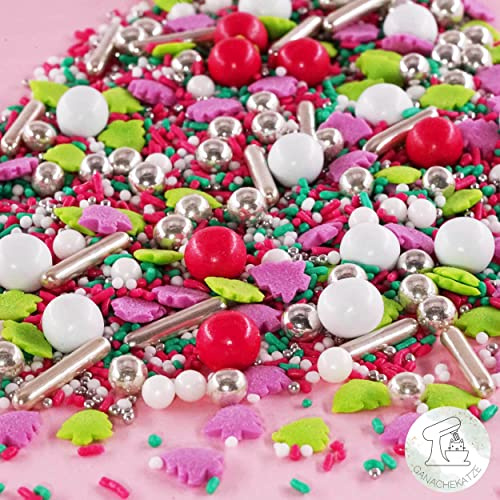 Streusel Weihnachten Crazy Christmas pink grün Weihnachtsbäume 90g | STREUSEL GLÜCK | bunte Weihnachtsstreusel Zuckerstreusel Sprinkles Christmas Tortendeko Plätzchen verzieren Kuchenstreusel