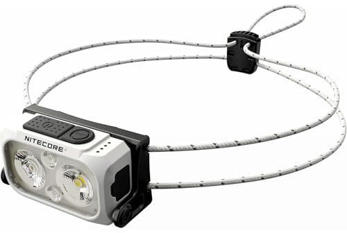 Nitecore Stirnlampe NU21, leicht, USB-C-aufladbare LED Kopflampe, 360 Lumen, 58 m Leuchtweite, Rotlicht für Nachtsicht, weiß