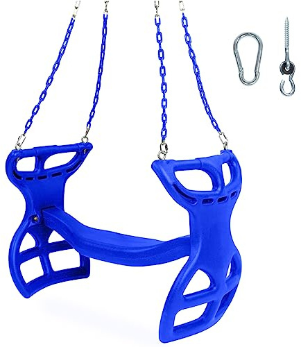 Milliard Glider Swing for Swingset, Swing Set Accessories, Back-to-Back Glider for Two Kids, Attachment Options Included (Blue)