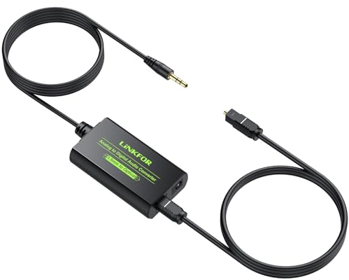 LiNKFOR 3,5mm auf SPDIF Konverter 48kHz Analog Digital Wandler Analog zu Digital Audio Konverter 3,5mm auf optisch Konverter mit 1m optischem Kabel für PS3 DVD Sky Xbox HDTV Blu-Ray-Player