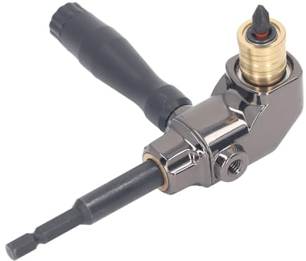 Right Angle Drill Attachment Vanadium Alloy Steel 90 Degree Precision with 6.35mm Hex Connector for Home Repairs Woodworking Crafts Durable Metal Gear Box Tool