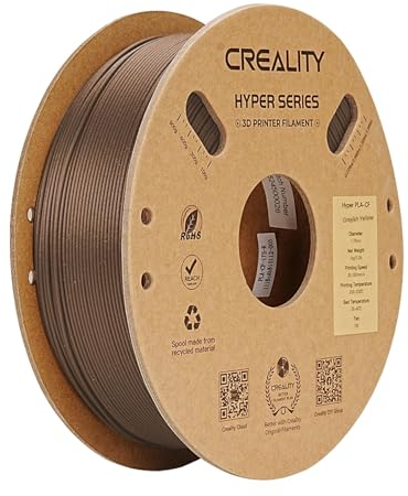 Creality Hyper PLA Filament 1,75 mm für 3D Drucker, Carbon Filament 1kg Hyper PLA-CF Hochgeschwindigkeits und Hochtemperaturbeständiges, hohe Geschwindigkeit 50-300mm/s (Gräulichgelb)