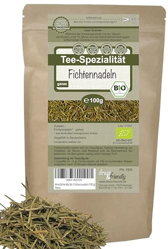 direct&friendly | ganze Bio Fichtennadeln getrocknet | Fichtennadel Tee | Lose Nadeln zum Räuchern | Badezusatz | 100 g