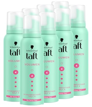 Schwarzkopf Taft Schaumfestiger Volumen (8x 150ml), Haltegrad 4, Haarschaum für feines Haar, volumengebendes Mousse, verhindert Föhnschäden, ohne zu verkleben, vegane Formel*