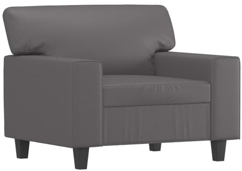 vidaXL Sessel, Sofastuhl mit Metallgestell, Fernsehsessel mit Einer dick gepolsterten Sitzfläche, Relaxsessel Polstersessel, Grau Kunstleder