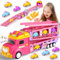 Hot Bee Jouet de Camion Rose pour Fille 2 3 4 5 6 Ans - Ensemble de Transport avec 6 Mini-Voitures et Piste de Course - Cadeau Éducatif et Interactif pour Enfants - Idéal pour Anniversaire ou Noël