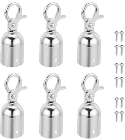 PATIKIL Fermacorda 28x80mm Ganci Baccello Per Estremità Argento 6Pz | Ganci Scatto, Corde Velluto Barriere Transenne Delimitazione Controllo Divisori Coda Paletti