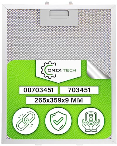 Fett Dunstabzugshaube Filter Aluminium 265x359x9 mm 00703451 für Bosch | mit Originalcode 703451 10035302 für Siemens für Balay - Garantie 5 Jahre - ONIX TECH
