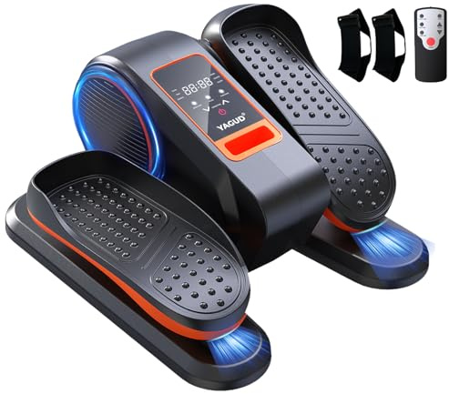 Under Desk Elliptical Machine, Electric Elliptical Leg Exerciser for Senior, 13 Adjustable Speeds Quiet and Portable Seated Pedal Exerciser for Training with Remote Control (Orange)