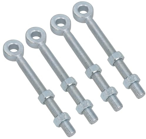 Bisagra de perno de ojo largo para puerta oscilante + tuercas ajustables galvanizadas 20 x 200 mm, 4 piezas