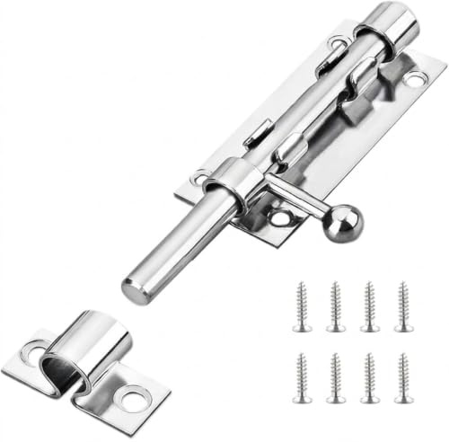 Aiyraa 304 Edelstahl Schiebeschloss, Bolzenriegel 160 mm | Türriegel mit 8 Schrauben Passend für Türen und Tore im Innen- und Außenbereich, ideal für Haus, Hof und Zaun