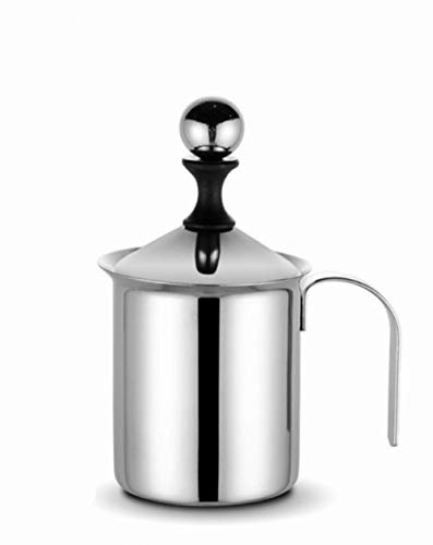 Manual Milk Frother, Stainless Steel Milk Foamer Maker, Double Mesh Coffee Foamer Creamer Blender Whisk Milk Creamer for Latte, Hot Chocolate Cappuccino -800ml