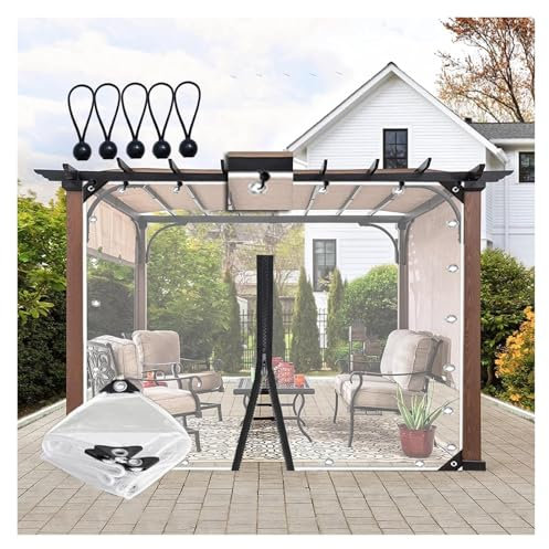 bujnie PVC Outdoor Planenvorhänge Transparente Trennvorhänge 0.35mm mit ÖSen für Pavillons, Pergola, Anpassbar (4x2.5m)