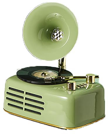 Tragbarer Phonograph, Retro-Stil, Zweik-Stereo-Lautsprecher, unterstützt Bluetooth/U+B/FM-Radio, geeignet für Zuhause, Party, Büro, Dekoration (Minzgrün)