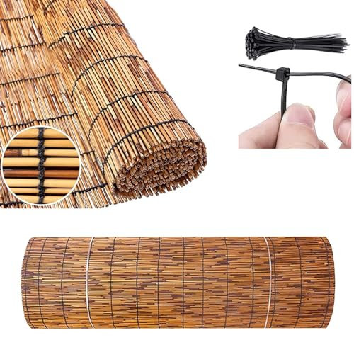 Schermo for la privacy in bambù, recinzione decorativa, rotolo di recinzione in bambù a lamella naturale; for protezione solare, divisorio decorativo, protezione della privacy(0.6*2m(2*6.6ft))