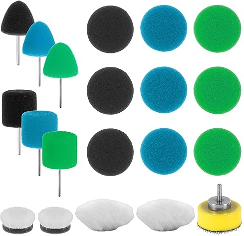 20 Stück Polierschwamm 25mm Mini Polierpads mit Schwamm und Wolle Polierauflage Auto Polieraufsatz Mini für Kleine Flächen Autoschleifen Polieren Wachsen
