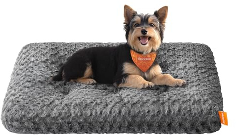 Feandrea Cama para Perros, Cojín, M, para Perros Pequeños, Manta Mullida para Mascotas, Felpa, 80 x 50 cm, Acolchado Suave, Lavable, Antideslizante, Gris Pizarra PGW291GN01