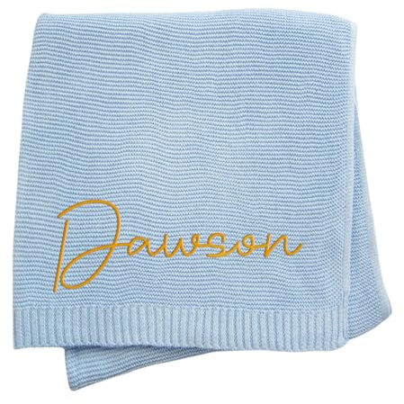 JIOJOG Decke Personalisiert Baby, Personalisierte Baumwoll Baby Decke mit Namen - Geschenke Zur Geburt Mädchen/Junge Personalisiert, Gilt Decken für Kinderwagen und Kinderzimmer, 75x100cm