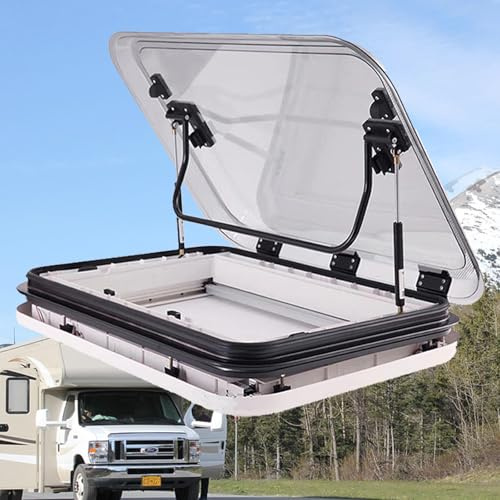 Giuggiolared Lanterneau Camping-Car, Trappe de fenêtre de Toit de Caravane avec éclairage LED, Lanterneau Transparent pour Camping-Car Extension Van Fenêtre Camping,800 * 500mm