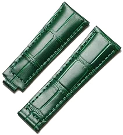 KXQYIKYI Echtes Lederband für Rolex Wasser Ghost Daytona Yacht Logype Grüne Lederarmband 20mm Schmetterling Schnallen Sie Watch Band