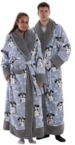 Gegeryozer Peignoir de Bain Long en Flanelle Épaisse et Douce 140 cm sans Capuche - Robe de Chambre Chaud avec Poche et Ceinture - Taille Unique pour Femme, Homme - Cadeau Maison Spa