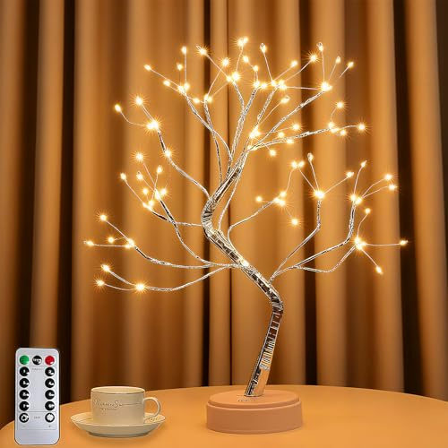 Albero Luminoso LED 108 LED,8 Modalità,Alimentazione USB o Batterie, Telecomando e Timer,Lampada Decorativa con Rami Flessibili,Luce Calda per Natale,Soggiorno,Camera da Letto