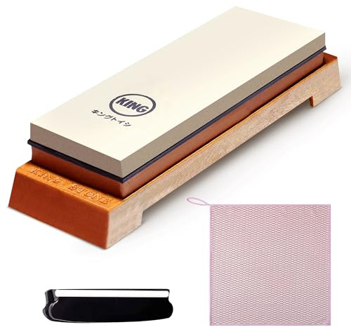 VIGORCRAFT Japanese Whetstone Knife Sharpener - Dual-Sided 1000/6000 Grit Japanese Knife Sharpening Kit with Non-Slip Microfiber Cloth - Kitchen Sharpening Stones for Knives with Whetstone Angle Guide