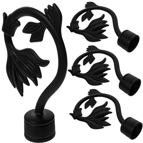 UTHCLO Accesorios para Varillas Romanas 28 Mm, Cabezal Decorativo Abs Negro, Diseño Creativo, Apto para Remates de Cortinas en Salón, Paquete de 4 Piezas Estilo Aleatorio