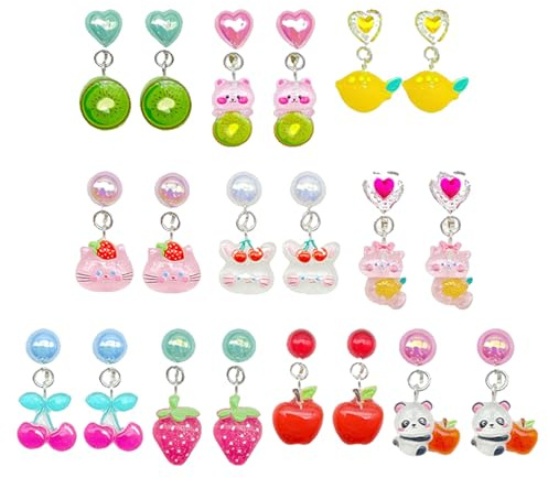 10 Paires De Clips D'Oreille, Boucles D'Oreilles Mignonnes Et Fraîches, Boucles D'Oreilles De Fête, Pendentifs De Fruits Pour Enfants, Accessoires De Voyage Quotidiens.