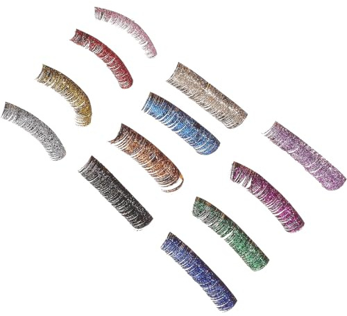 Cabilock Faux Cils Paillettes Cils de Couleur Paillettes Fibre Douce 6 Paires pour Costume Party et Noël Style Glamour Couleur Aléatoire