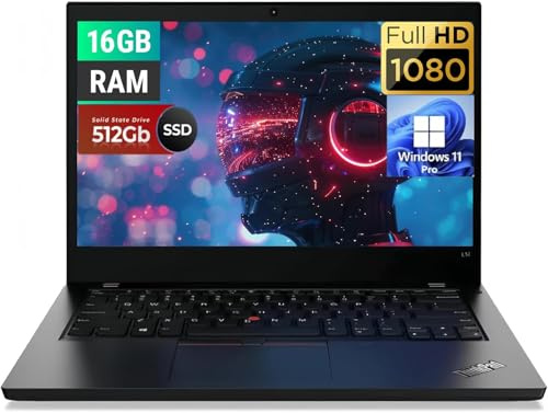 Lenovo Thinkpad L14 Gen 1 Business Laptop, 14 Zoll FHD (1920x1080), Intel Core i5-10210U, 16GB RAM, 512GB SSD, QWERTY Tastatur, Windows 11 Pro (Generalüberholt)