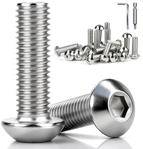mawmuaw Linsenkopfschrauben M6x16mm Edelstahl M6 Schrauben 30 Stück | Innensechskant, Flachkopfschrauben, Vollgewinde, Möbelschrauben, mit Schlüssel & Bit, DIY ,Möbelreparatur, Montage