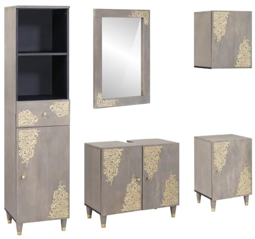 EMYRLXQW Möbelset – badrumsmöbler set – badrumsmöbler set med låda 5 st grå 62 x 33 x 58 cm