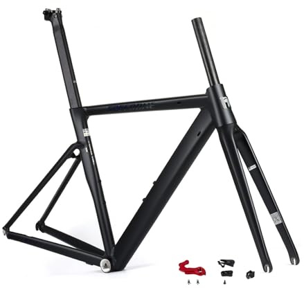 700C Ramar För Landsvägscyklar 50/52cm Ram I Aluminiumlegering Fälgbroms Snabbkoppling 100/135mm BSA BB68mm Styv Gaffel I Kolfiber Intern Kabeldragning(Matte Black,50cm)