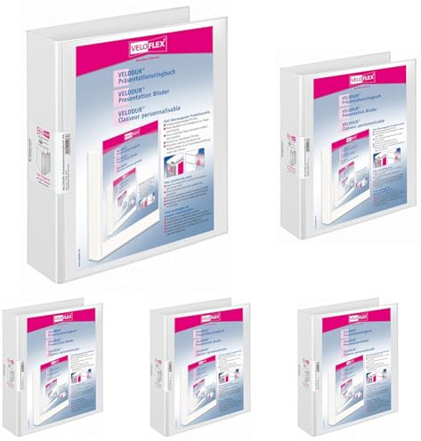Veloflex 1138190 Ringbuch Velodur, DIN A4, weiß (Packung mit 5)